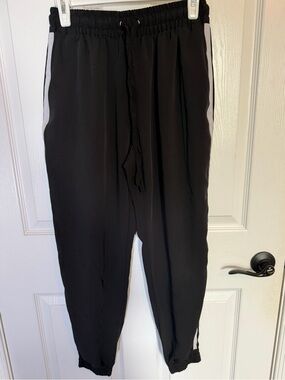 Walter Baker Black Elastic Waist Pants with White Side Stripe Joggers M